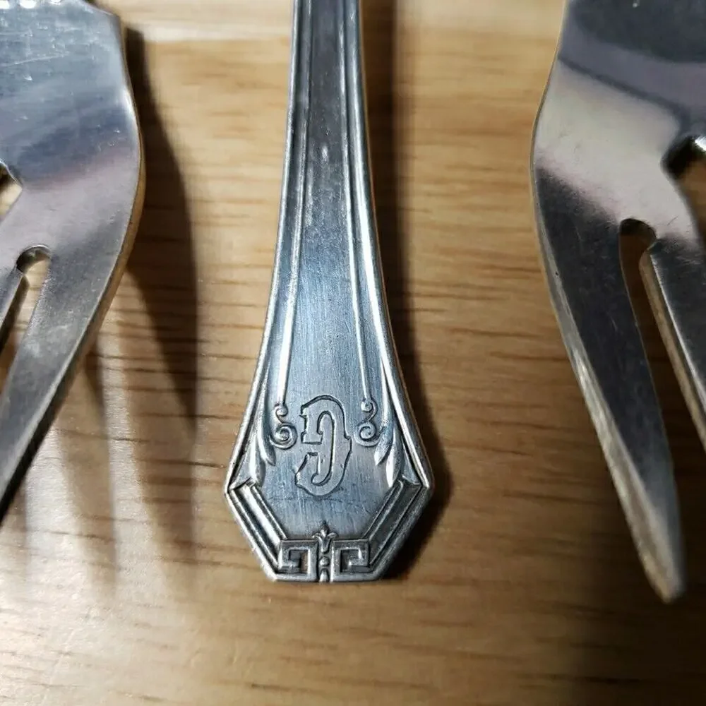 Reed & Barton Pompeian Individual Salad Fork Set of 7 Silverplate 